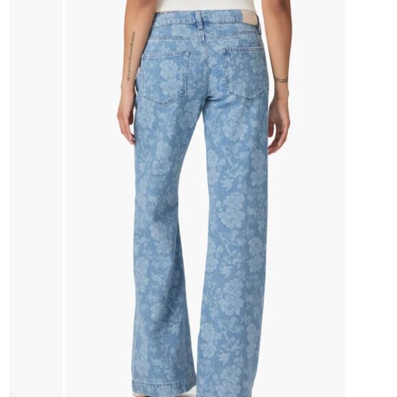 Paige Sonja Blue Floral Jacquard Wide Leg Trouser Jeans 27 - Picture 5 of 7